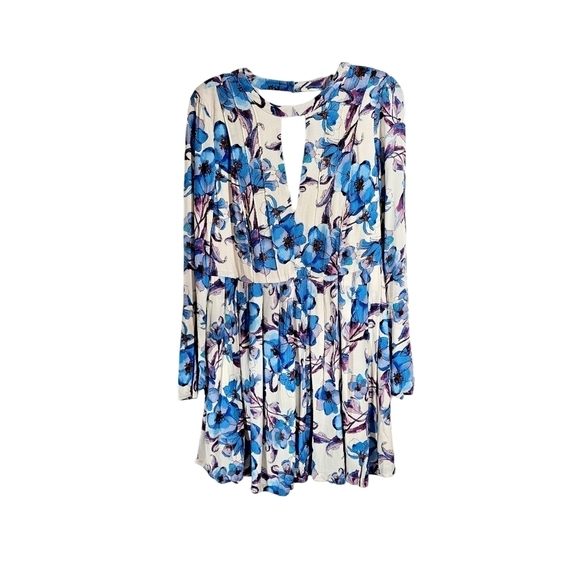 Free People Blue & Purple Floral "Tegan" Boho Dress - Picture 2 of 8